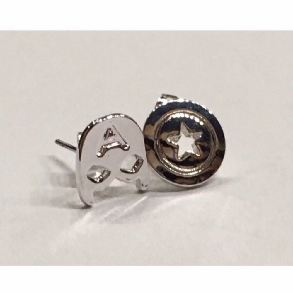 Silver Captain America Earrings